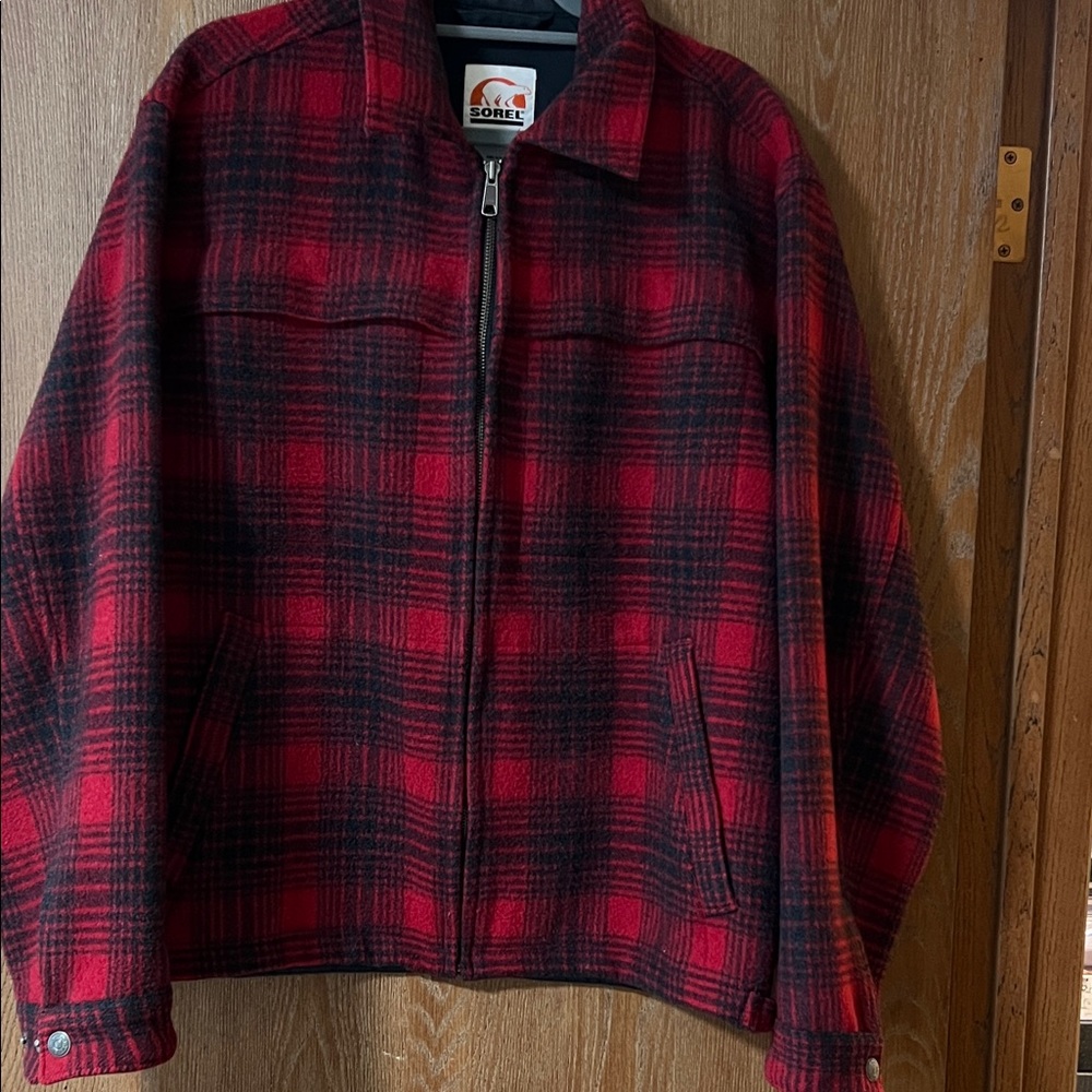 Sorel Men's Red and Black Plaid Shirt Jacket